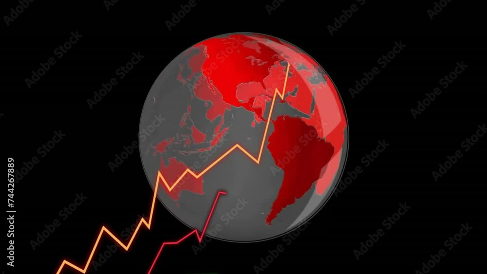 Poster animation of statistics and data processing over globe