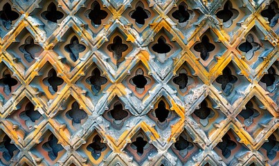 Background of the old iron lattice with a pattern of geometric shapes