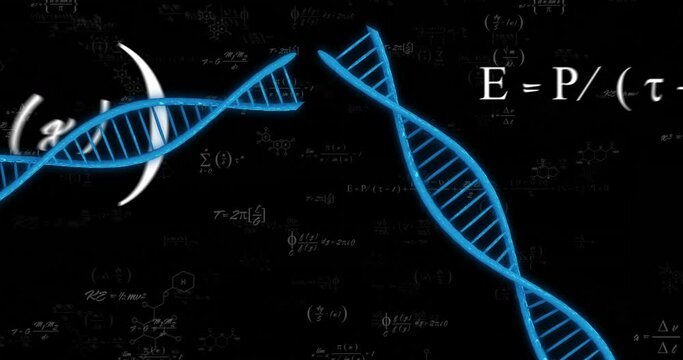 Animation of dna strands over mathematical equations