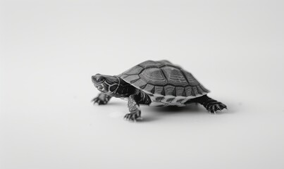 turtle on a white background, space for text, monochrome image, minimalism concept.