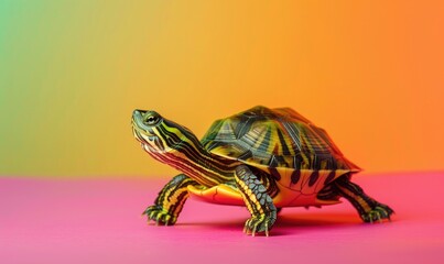 turtle on a colored background. animal on a colored background.