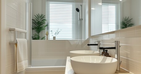A Clean Bathroom Interior Featuring a Well-Placed Sink and Mirror Beside a Welcoming Bathtub