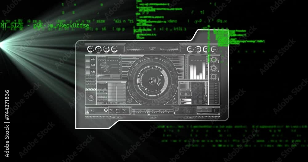 Poster animation of digital data processing over screen