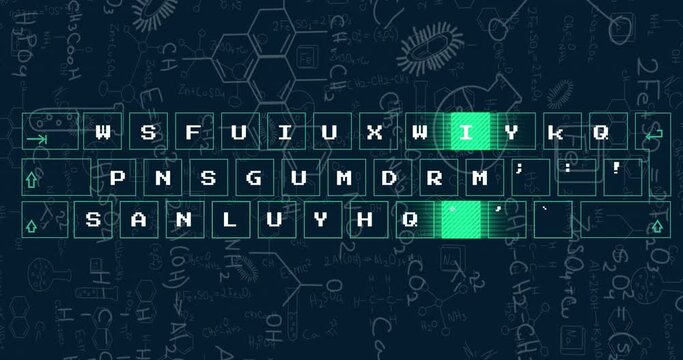 Animation of keyboard over mathematical equations