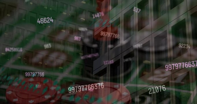 Animation of data processing over chips in casino