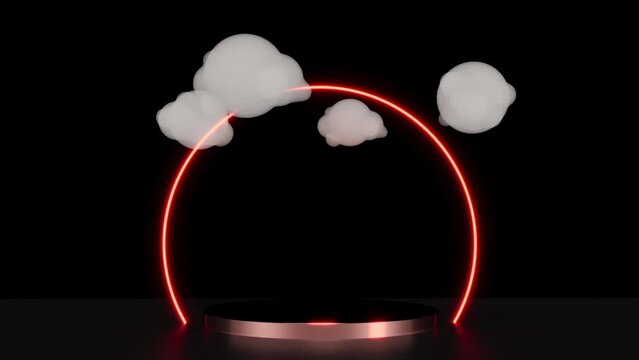 Color neon led circle mockup gray clouds intro end