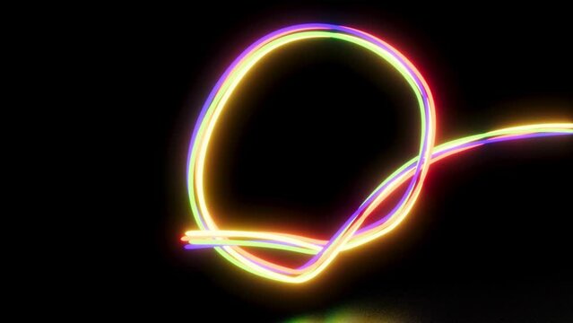 Glow color curve lines lights knot on mirror 