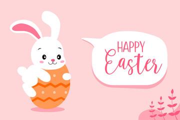 Easter card with bunny and egg background