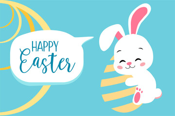 Easter card with bunny and egg background