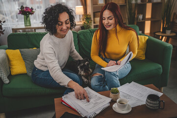 young woman student with mentor professor study at home prepare exam