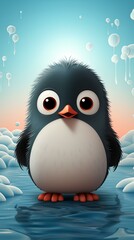 Wallpaper or background for web or cell phone of adorable penguin