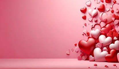 Generative AI  Walentynkowe abstrakcyjne pastelowe tło dla zakochanych par - kocham miłość serc. Wzór do projektu baneru
 - obrazy, fototapety, plakaty