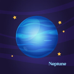 Colorful cartoon Neptune planet.