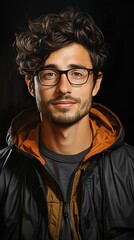 Obraz premium Portrait of a young man wearing glasses, Mexican Latino
