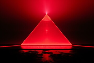 Cyber pyramid red fire. Element glow. Generate Ai