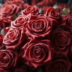 Obraz premium Bouquet of beautiful red roses in close up