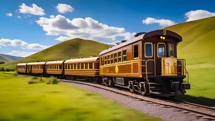 Obraz premium train in the countryside. classic train, retro style tourist travel concept