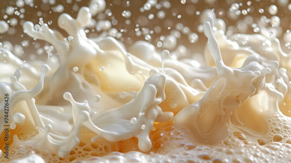 Poster closeup of a bursting bubble with a frothy texture resembling whipped cream.