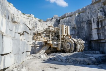 Quarry machinery mine. Stone large sand. Generate Ai