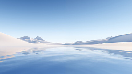 Serene mountain landscape with reflection on ice-cold water