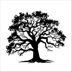 oak tree silhouette vector