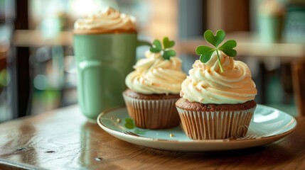Saint Patrick cupcakes. Generative AI