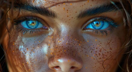 A stunning portrait capturing the delicate details of a girl's face, from the flutter of her eyelashes to the depth of her iris
