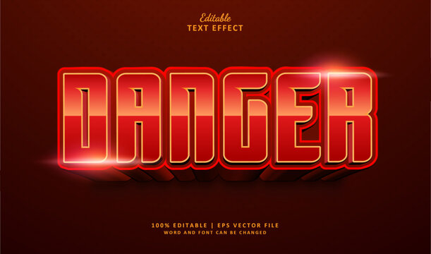 Danger editablw txt effect style 3d future tech and bold red