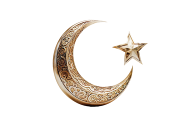 Crescent Moon and Lantern Fostering Celebration Isolated on Transparent Background.