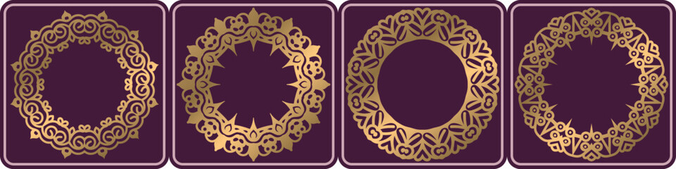 abstract luxury mandala frame design. wedding art design elements set.