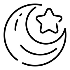 Islamic Crescent Moon Simple Line Icon Logo Symbol