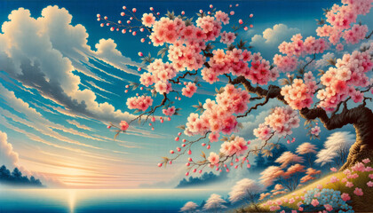 Fototapeta na wymiar 浮世絵／Cherry Blossom