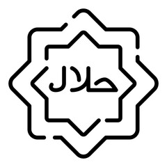 Halal Label for Muslim Food Simple Line Icon Logo Symbol