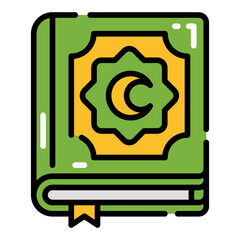 Holy Quran Book Simple Line Icon Logo Symbol
