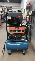 Showcase in shop of new air compressors