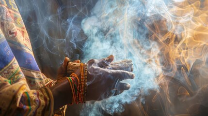 Shaman. The shaman communicates with the spirits. Shamanic ritual. Communication with the spirits. Honoring the ancestors.