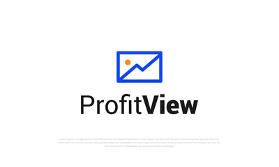 simple pictogram logo combination of image view and grow up arrow finance chart