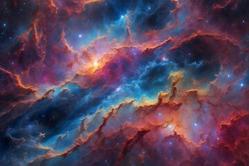 Vibrant Cosmic Nebula Amidst Starry Night Sky. Exploring the Wonders of the Universe Through Astronomy and Science. Supernova Inspiring Wallpaper