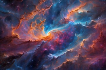 Vibrant Galactic Nebula Amidst Starry Cosmos: Astronomy, Science, and the Universe. Supernova Backdrop for Wallpaper