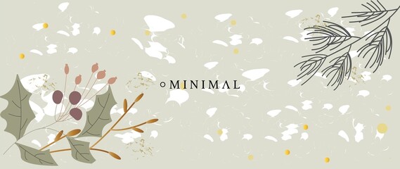 Flat illustration. Winter background design with leaves and trees. Abstract wallpaper design for walls, weddings and invitations..