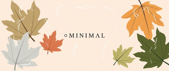 Flat background. Autumn leaves. Abstract wallpaper design with maple leaves. Autumn season concept. Perfect illustration for fabric, prints, cover..
