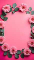 floral background, place for text, minimalism, pink background, march 8