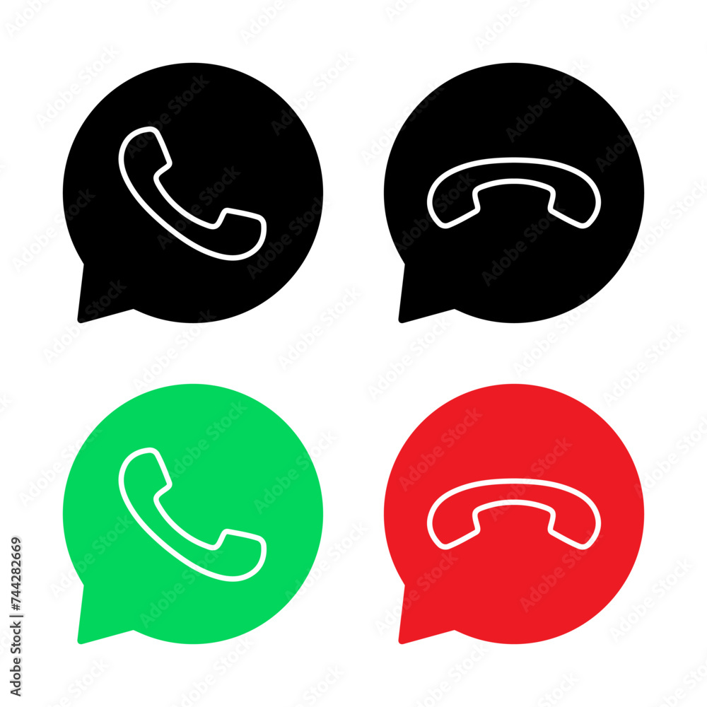 Poster phone call, handset line on speech bubble icon vector