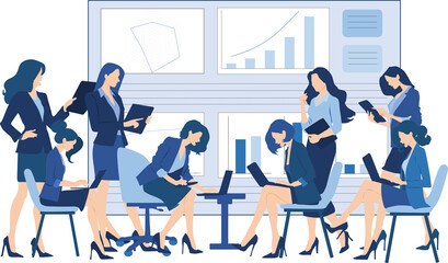 打ち合わせをする女性たちのイラスト