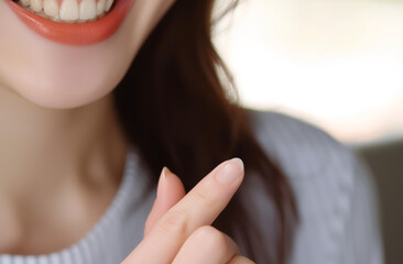 Smiling Woman Pointing Finger