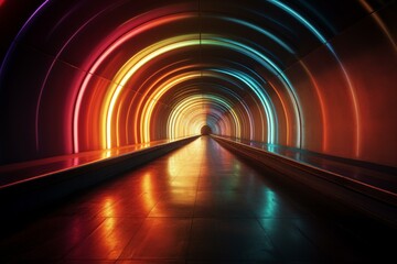 Rainbow tunnel dark. Summer modern. Generate Ai