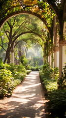 Sun-Kissed Garden View: A Serene Stroll through Blooming Nature