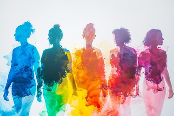 LGBTQ Pride magenta. Rainbow equal rights heroes colorful gratitude diversity Flag. Gradient motley colored silhouette art LGBT rights parade festival follower pride community equality