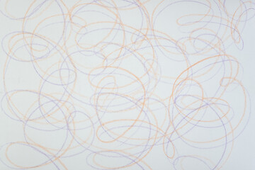 overlapping cursive color pencil marks (with patterned lines) on tracing paper