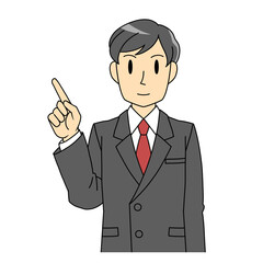 指をさすスーツの男性